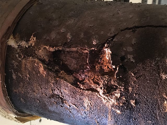The cracked sewer line also showed sewer line corrosion.